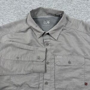 Mountain Hardwear Shirt Mens Large Gray Canyon Button Up Long Sleeve Hiking